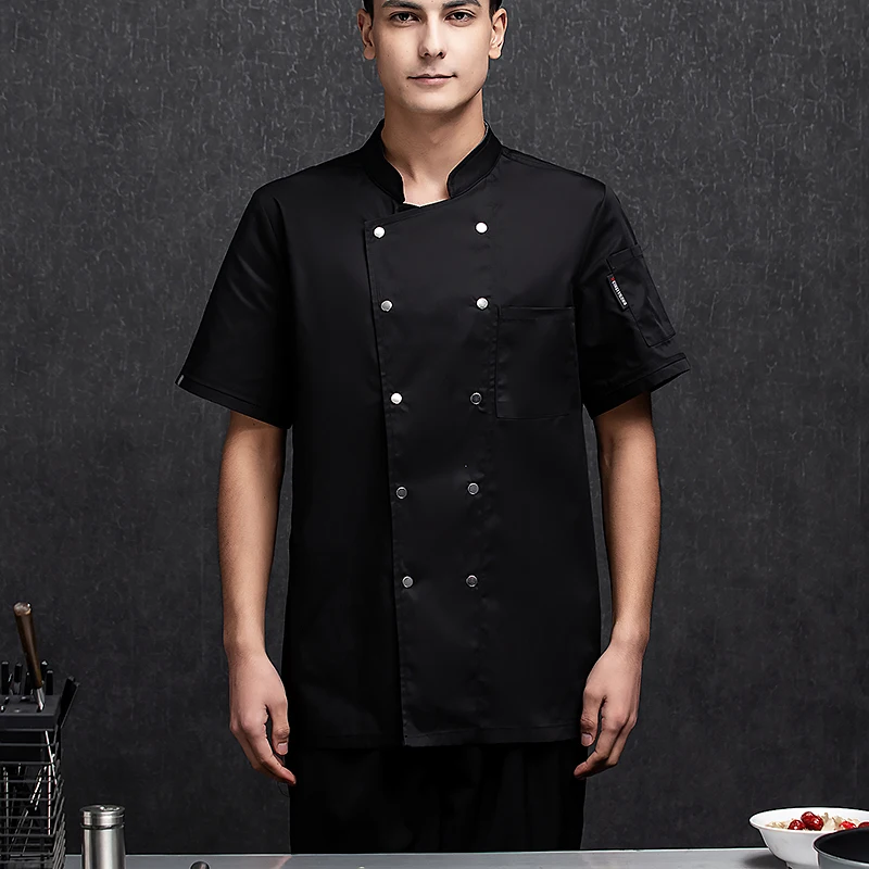 Uniforme de Chef para hombre y mujer, camisa de manga corta/larga con Logo de Restaurante, personalizada, Top Desi