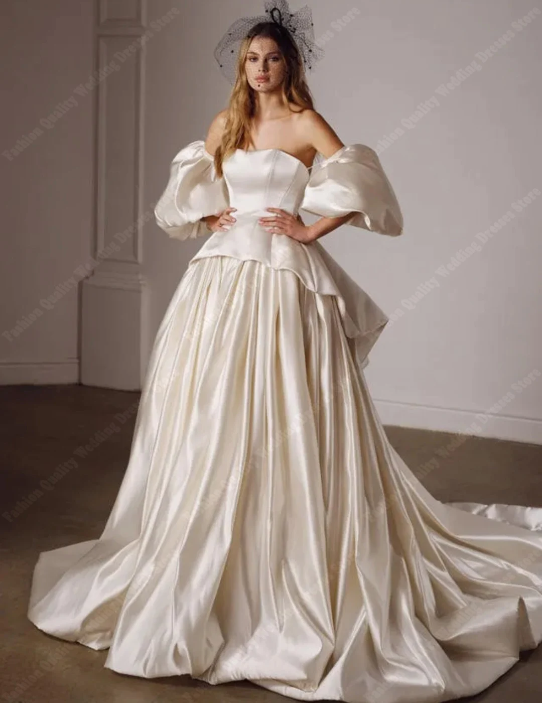 

Simple Vintage Wedding Dresses Fluffy large Skirt Hem Bridal Gowns Floor Length Princess Robe For Formal Party Vestidos De Novia