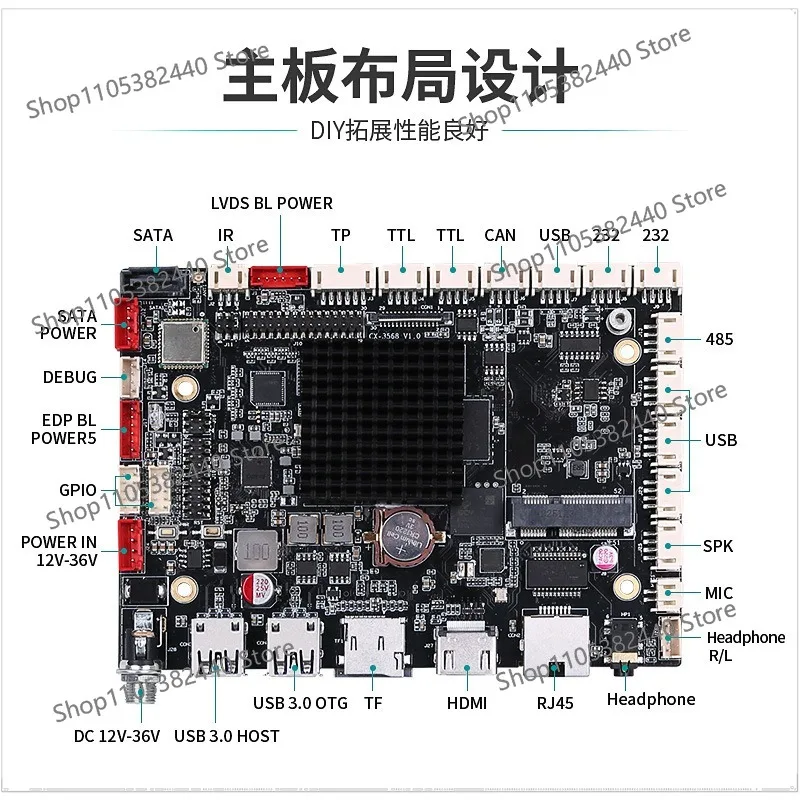 RK3568 Industrial Android Motherboard, Wide Temperature -20℃~60℃ Development Board for Smart Kiosk & CNC Machines
