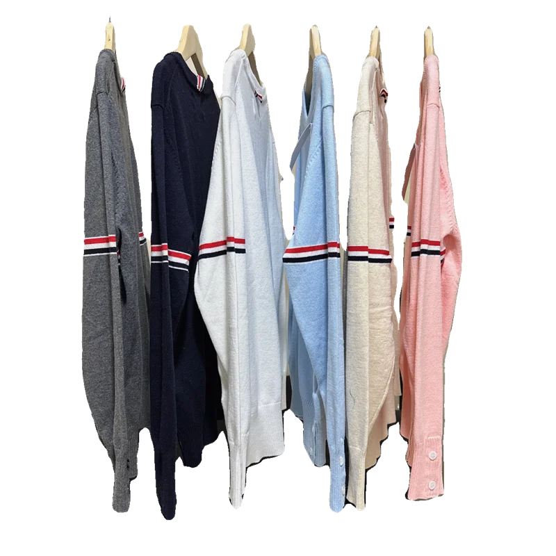 

V-Ne Knitted Sweater Coat Autumn Winter Color Stripe ex plus Size College Sle Button up Long Sve Loose Fit Cardigan