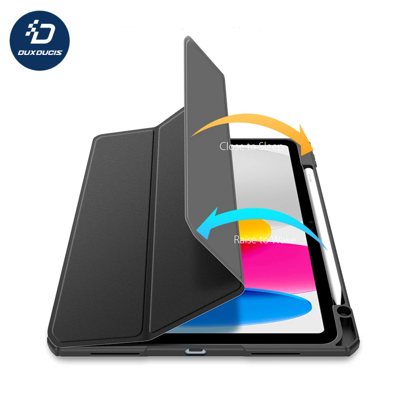 

For iPad 10.9 2022 Case Transparent PC Slim PU Leather Shockproof Flip Cover with Pencil Holder For iPad 10th Generation