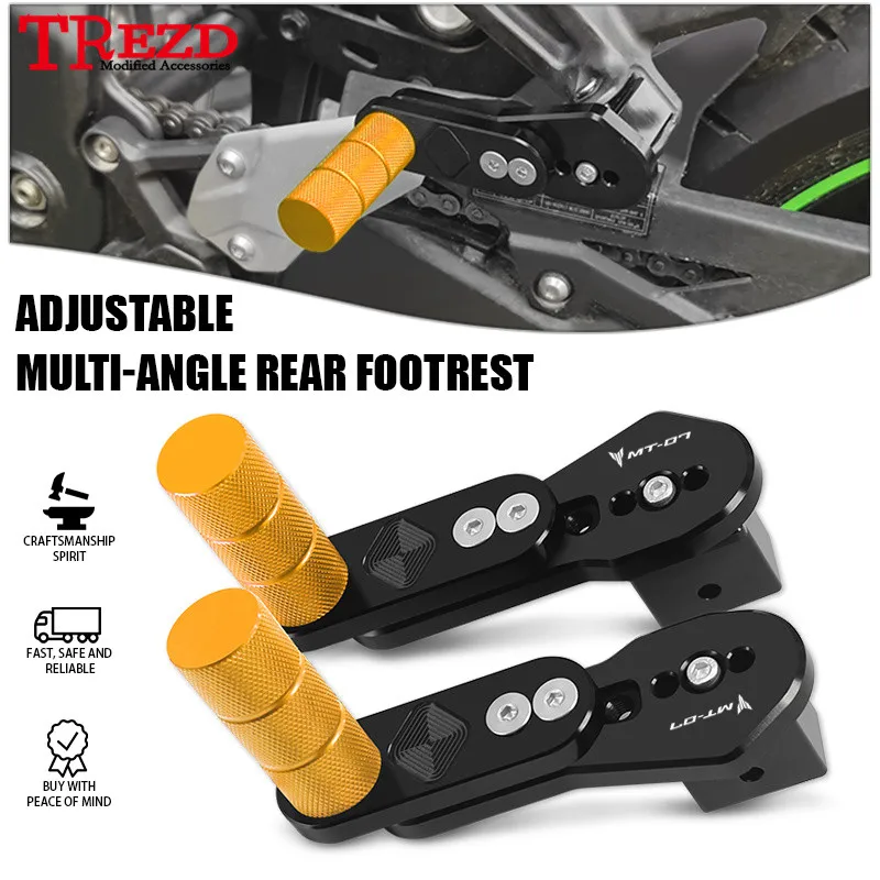 Motorcycle Retractable Rear Passenger Foot Pegs For MT-07 14-24 MT-09 14-24 MT-10 16-24 Adjustable Multi-angle Footrests Pedals