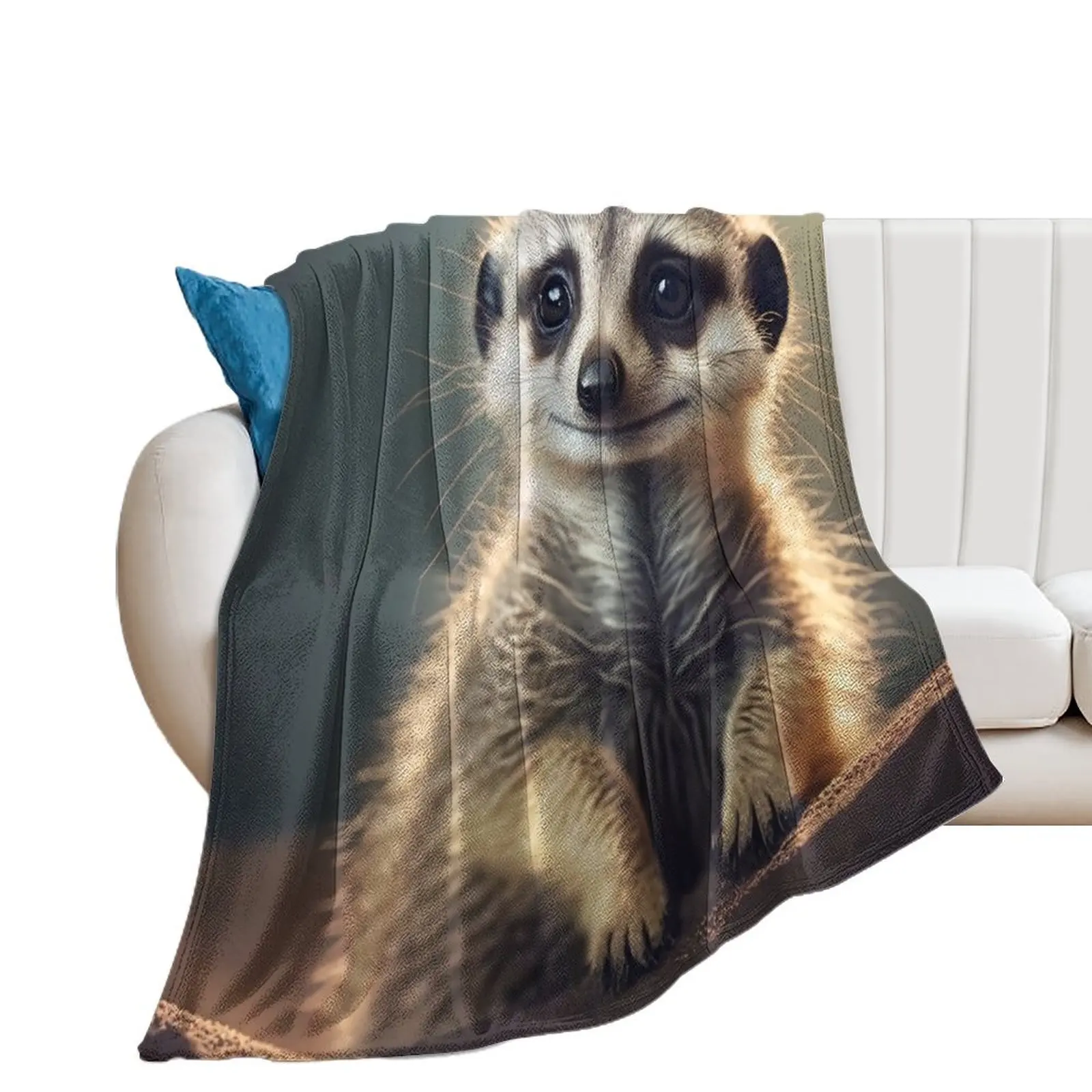 Meerkat - Cute Baby Animal Portrait Throw Blanket for winter blankets and throws Nap Blankets