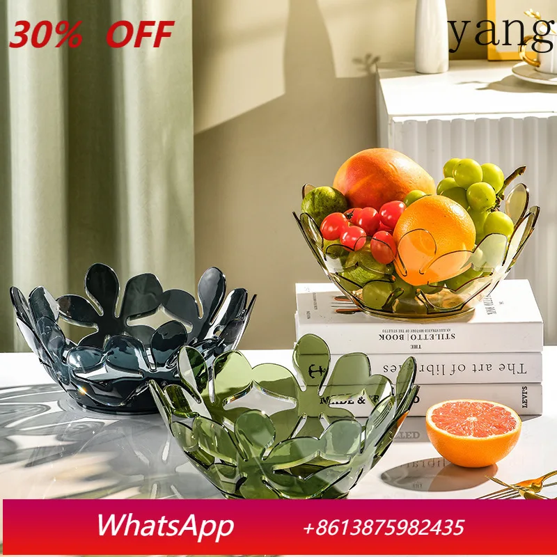 

LTT light luxury household living room coffee table dried fruit snack plate creative transparent petal plastic fruit plate