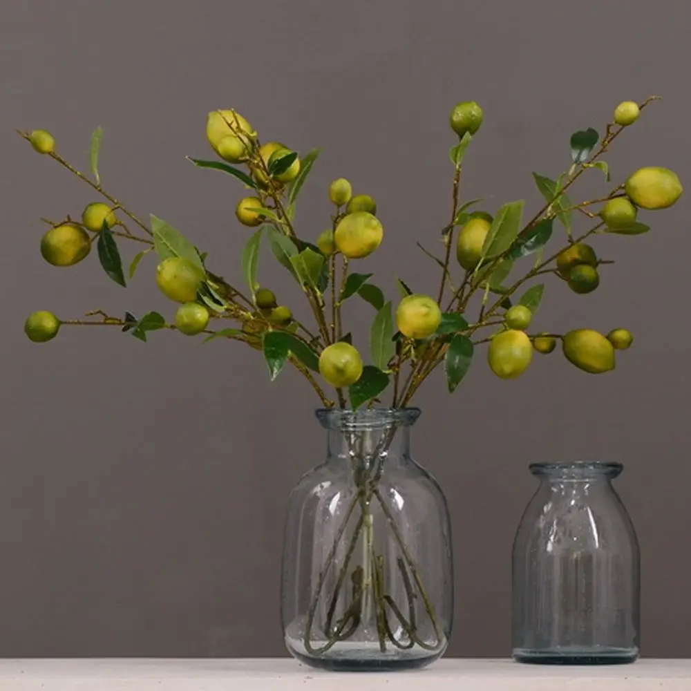 Luxury Artificial Lemon Branch Plastic Handmade Simulation Fruit Tree Elegant Artificial Lemon Fruit Home Garden