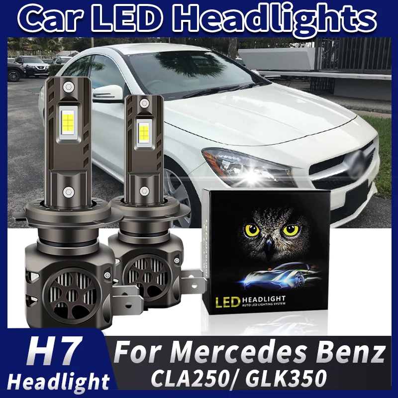 2PCS 100W High quality White CANbus For Mercedes Benz CLA250 2013-2018 GLK350 2013-2015 LED Headlights Hi Beam 20000LM Plug&Play