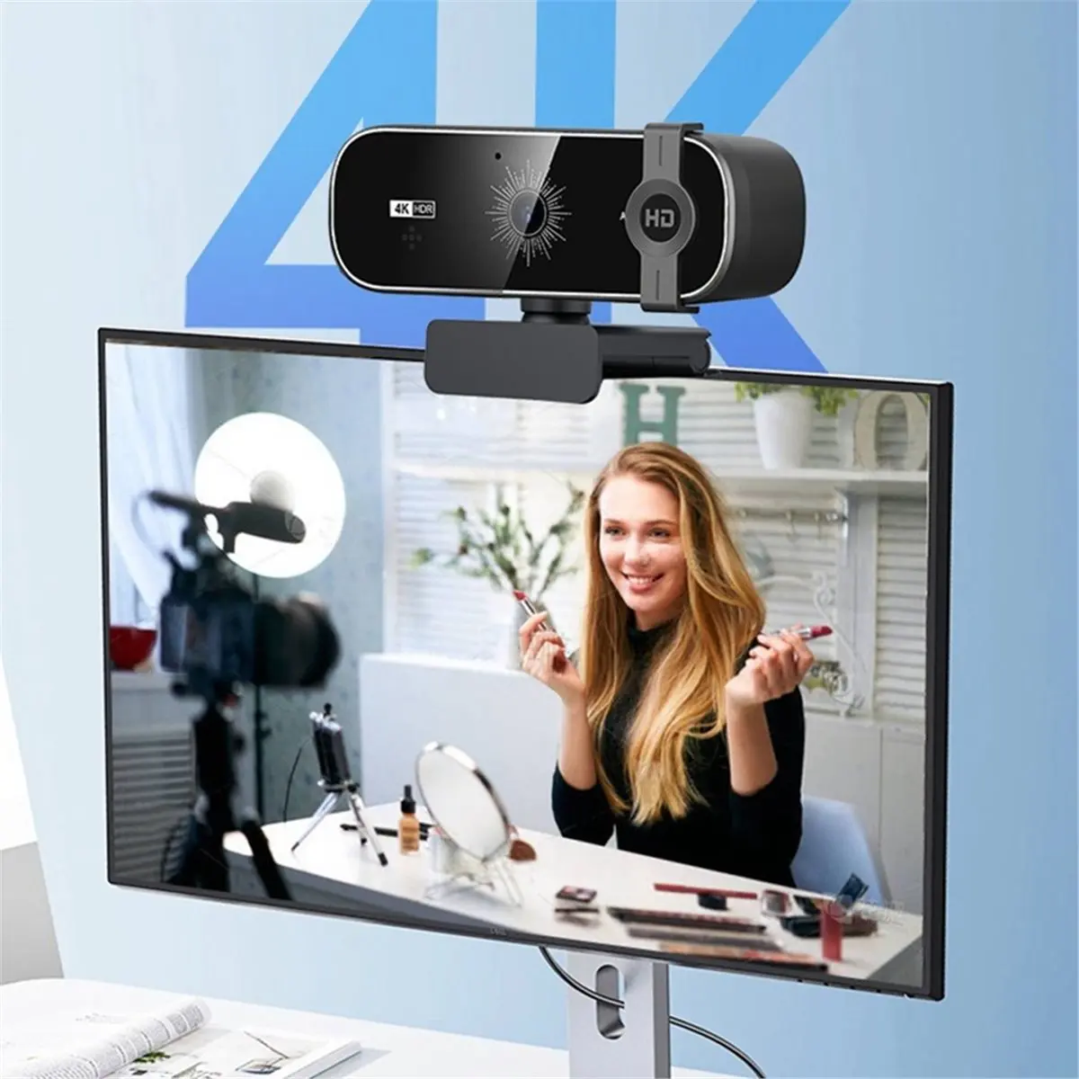 

【To&On-e】 4K Webcam with Remote Control Privacy Cover Webcam Plug & Play for PC Laptop/Desktop Video Calling