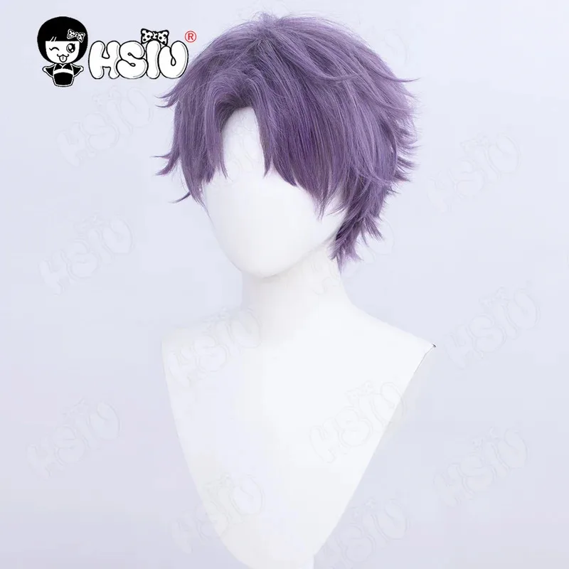 Rafayel Cosplay Wig Game Love and deepspace Cosplay Wig HSIU 30cm gray fuchsia short hair Heat Resistant Synthetic Wig+Wig cap