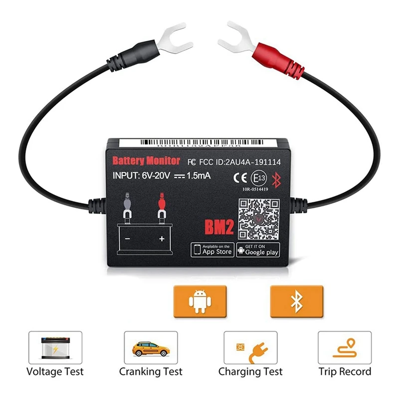 2X Bluetooth BM2 12V Battery Monitor Car Battery Analyzer Test Battery Diagnostic Tool For Android IOS Phone