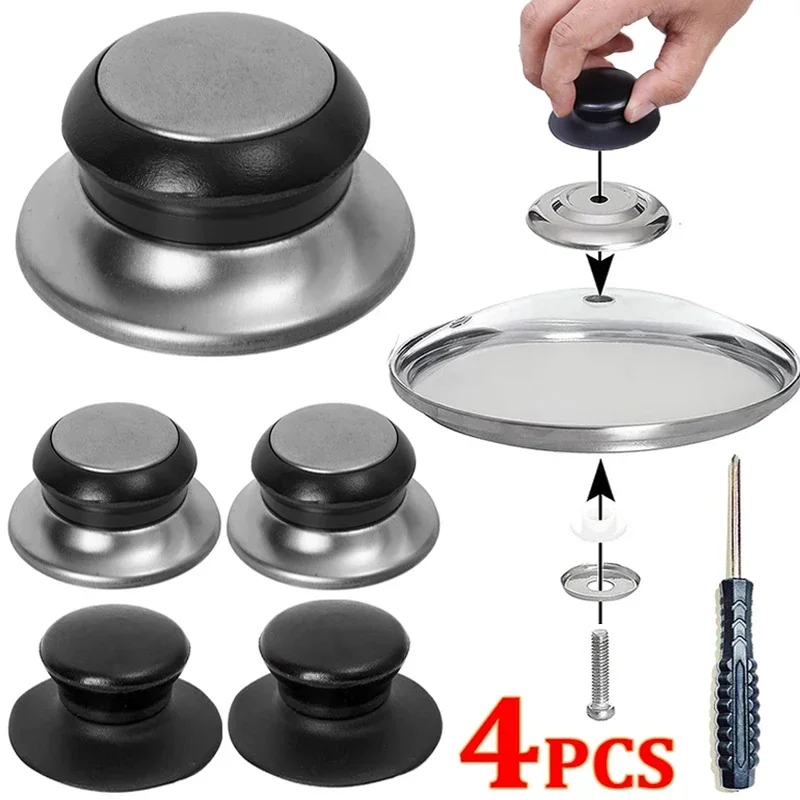 1/4PCS Küche Topf Deckel Knöpfe Ersatz Deckel Hand Grip Griffe Universal Pan Deckel Halten Tops Beständig Werkzeuge mit Schraubendreher