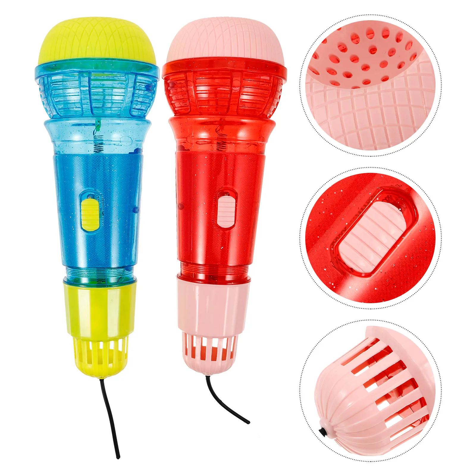 2 pçs eco microfone leve abs simulação fingir jogar karaoke crianças instrumento musical festa favor presente de aniversário