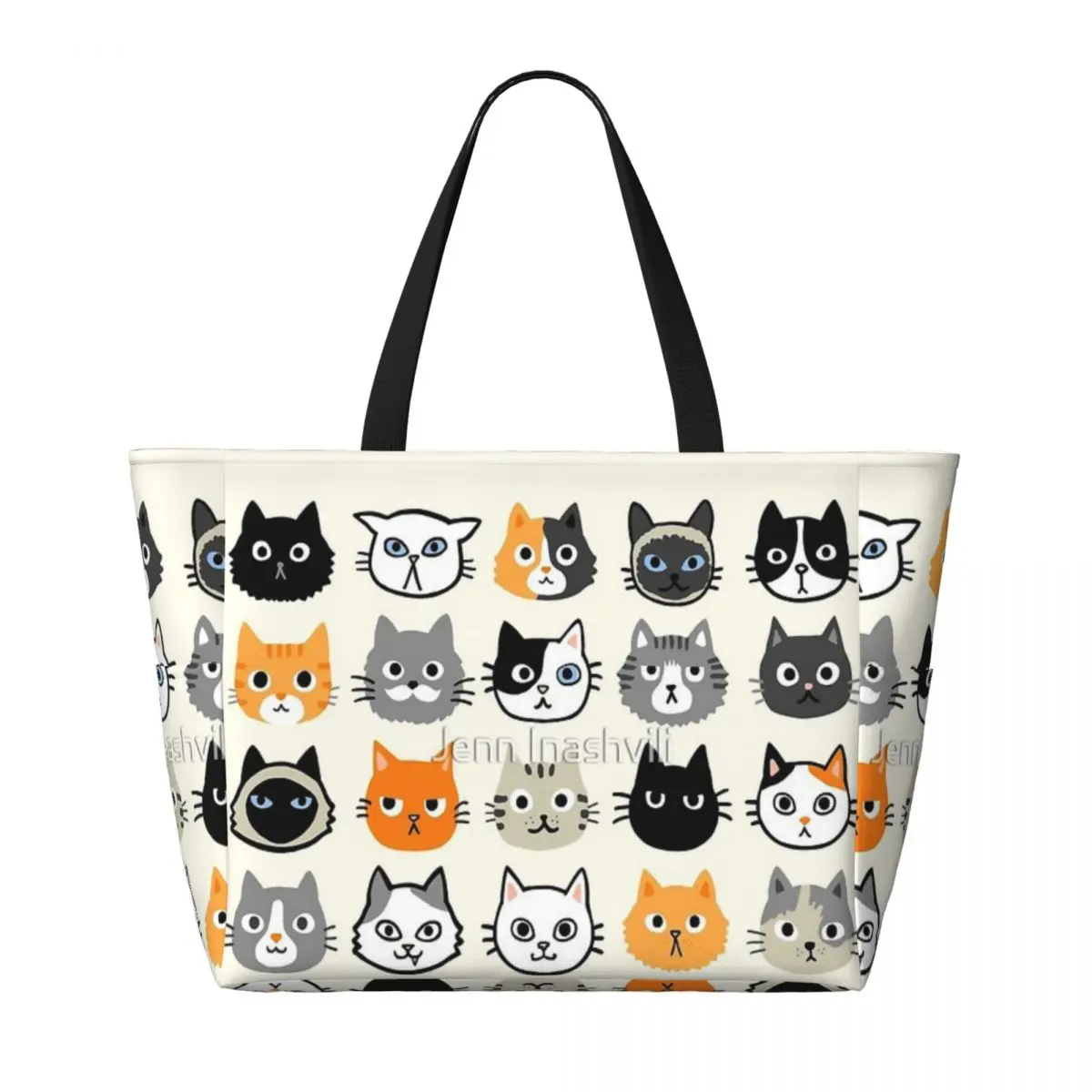 Facce di gatto assortite borsa da viaggio da spiaggia con gattino eccentrico carino, borsa Tote regali pratici moderni regalo di compleanno modello Multi-stile