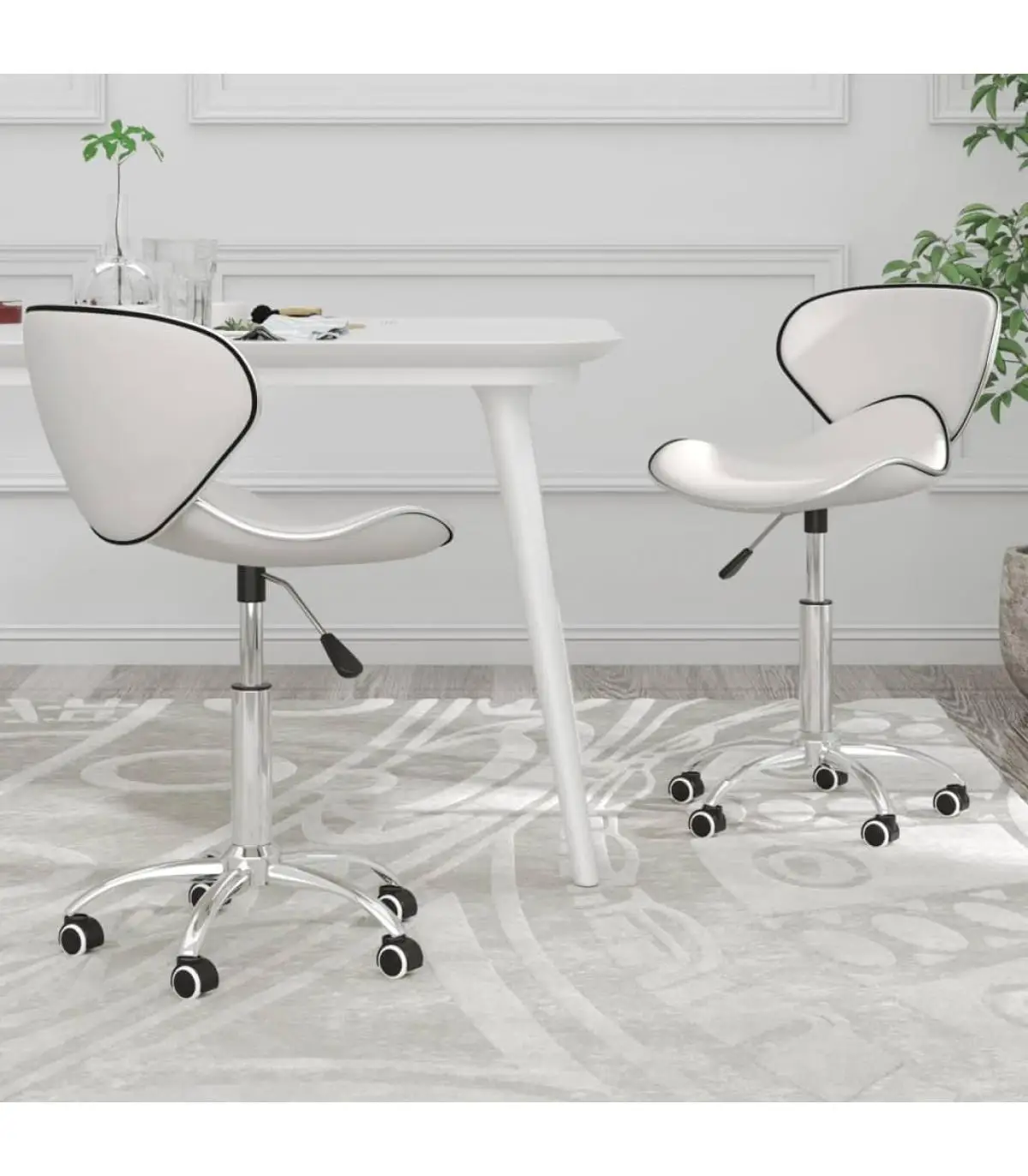 Dining chairs rotating dining chairs 2 units white synthetic leather