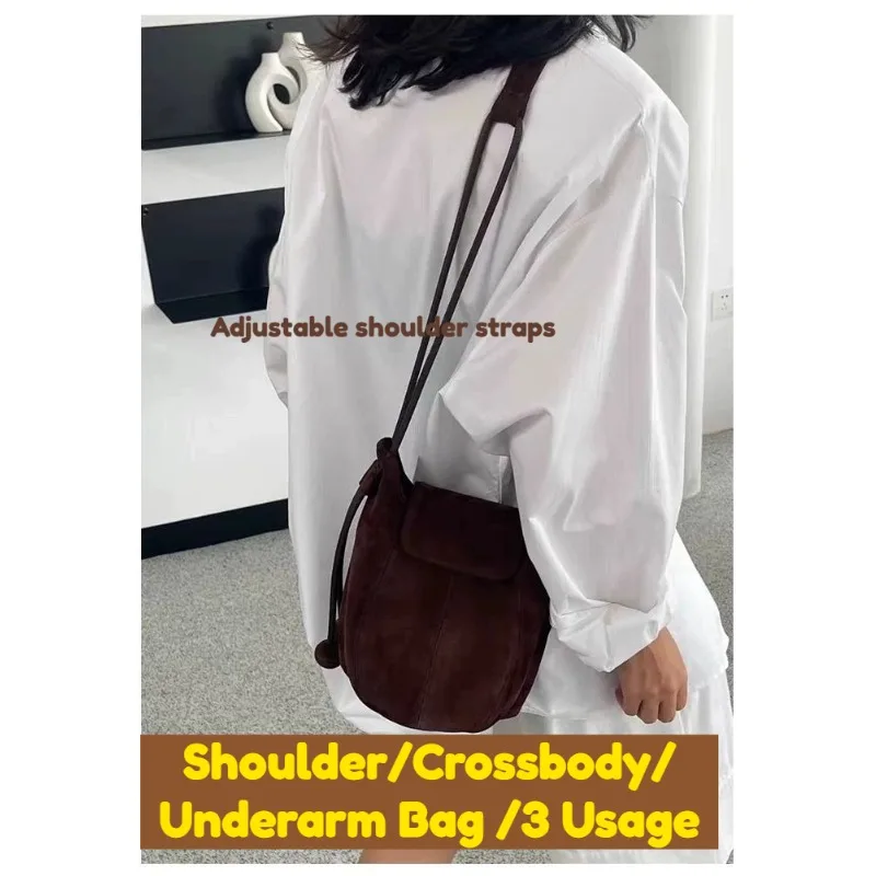 

Новинка 2025 года, сумка через плечо под мышками, 3 использования, матовая замшевая сумка-ведро, женская нишевая сумка-мессенджер с тыквой на одно плечо, подмышки