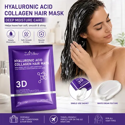 ZaiDoc 15Pcs Hyaluronic Acid Collagen Hair Mask Deep Moisturizing Smoothing Repair Damaged Hair 30g Each