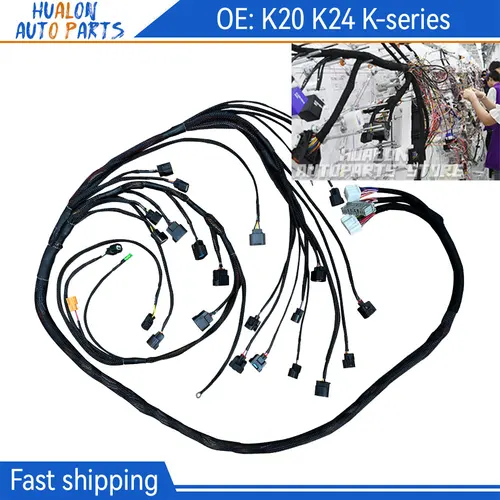 Arnés de cableado de motor doblado serie K20 K24 K apto para Honda Acura K-Swap CRX EK EG para 02-04 RSX tipo S para Base RSX 02-04