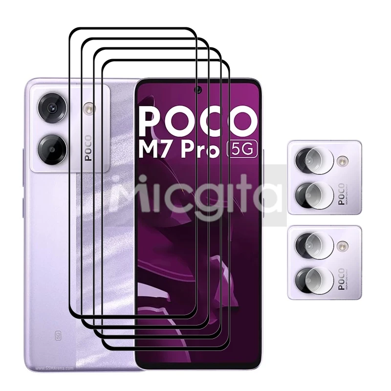 

Full Cover Glass For Xiaomi POCO M7 Pro Tempered glass Screen protector Shockproof M7 Pro Soft fiber Lens film