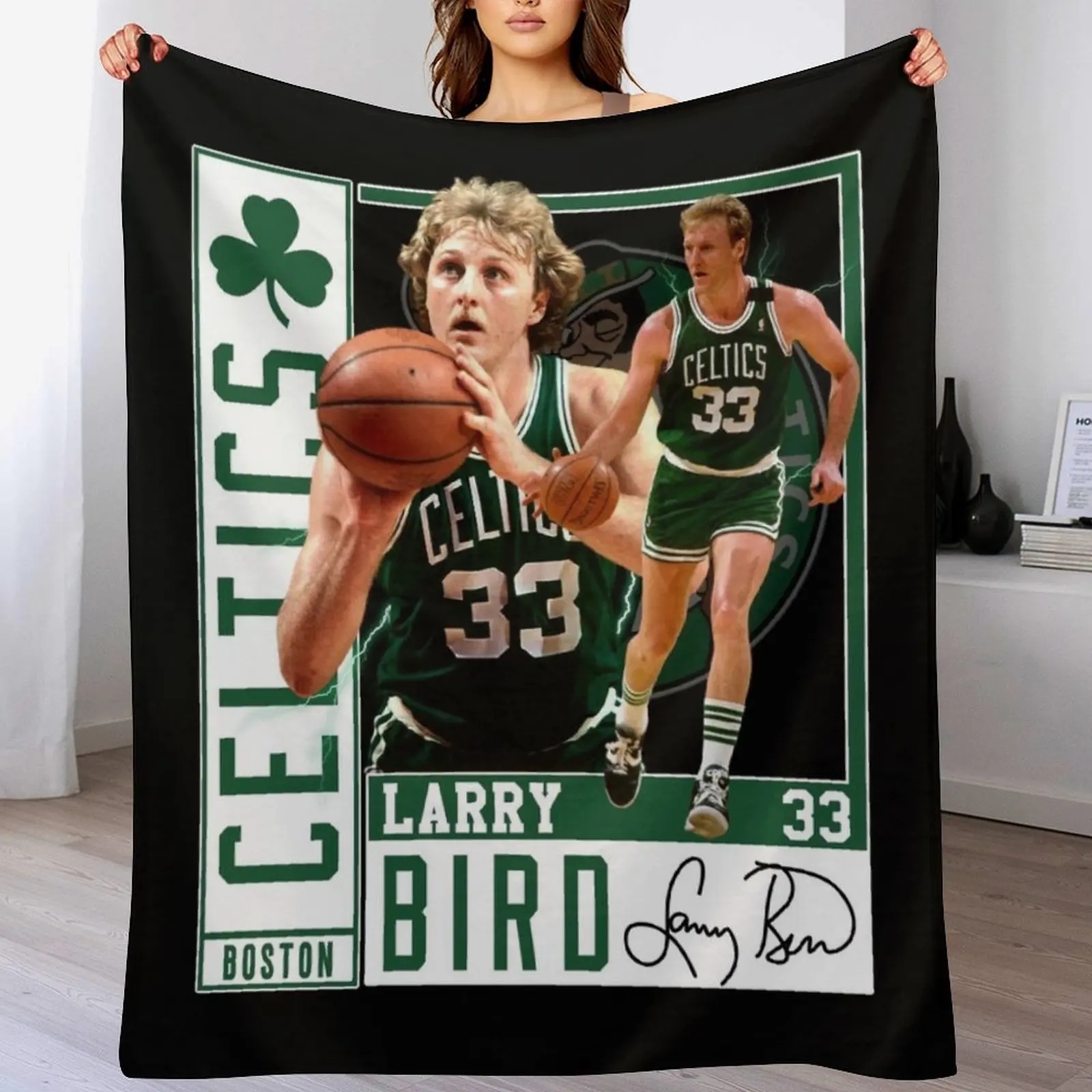 Larry Bird Larry Legend Air Bird Basketball Signature Vintage Retro 80s 90s Bootleg Rap Style Throw Blanket Plush Furry Blankets