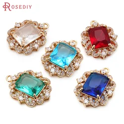 4PCS 18K Gold Color Brass Zircon Rectangle Charms Pendants Necklace Earrings Diy Jewelry Accessories Rosediy official-website