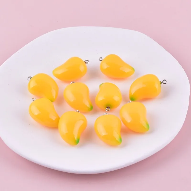 10 Uds. Colgante 3D de fruta de simulación de resina Diy Mango de resina con accesorios de fabricación de joyería hechos a mano para llavero de pendiente