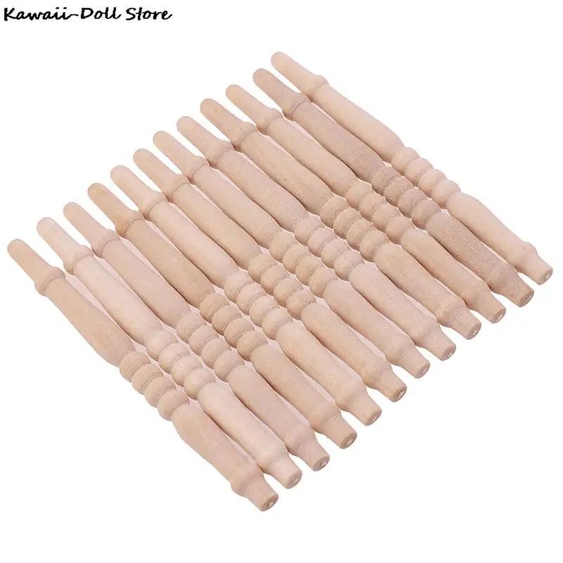 4/12Pcs DIY 6cm Spindles Balusters Wooden Dollhouse Miniature 1/12 Scale Stair Railing Furniture Toys