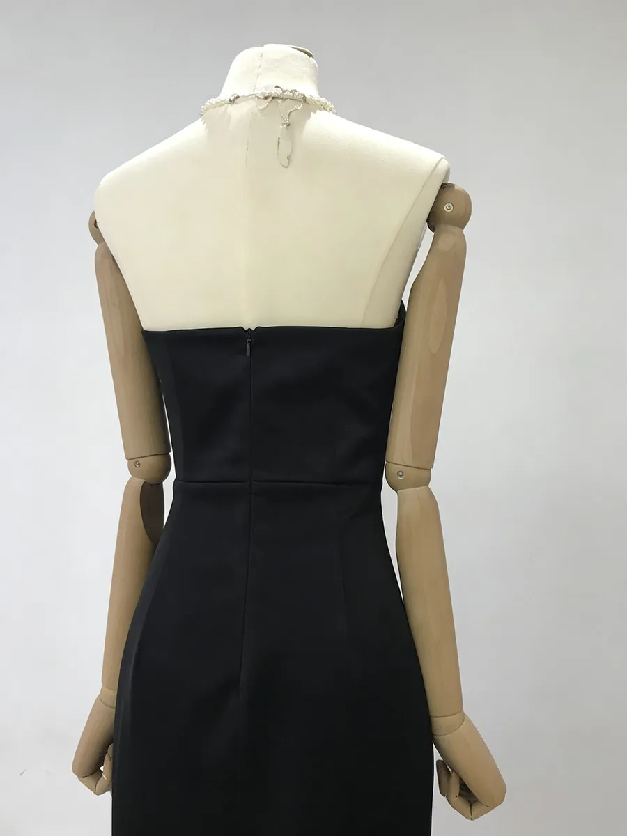 Twotwinstyle sólido emagrecimento emendado bowknot vestidos para mulheres sem alças sem mangas cintura alta vestido elegante moda feminina nova