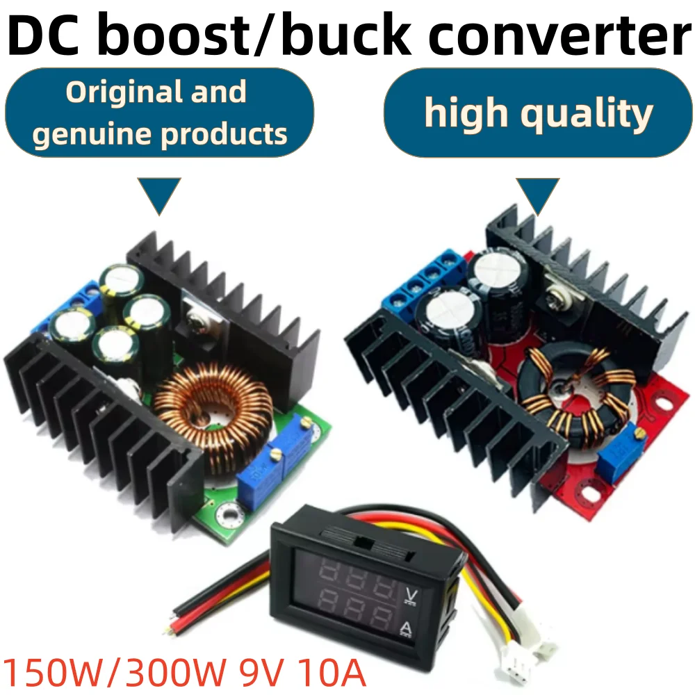 DC 150W 300W 9V 10A Boost Converter Step Down Buck Converter Power Module DC 0-100V 10A Digital Voltmeter Ammeter Dual Display