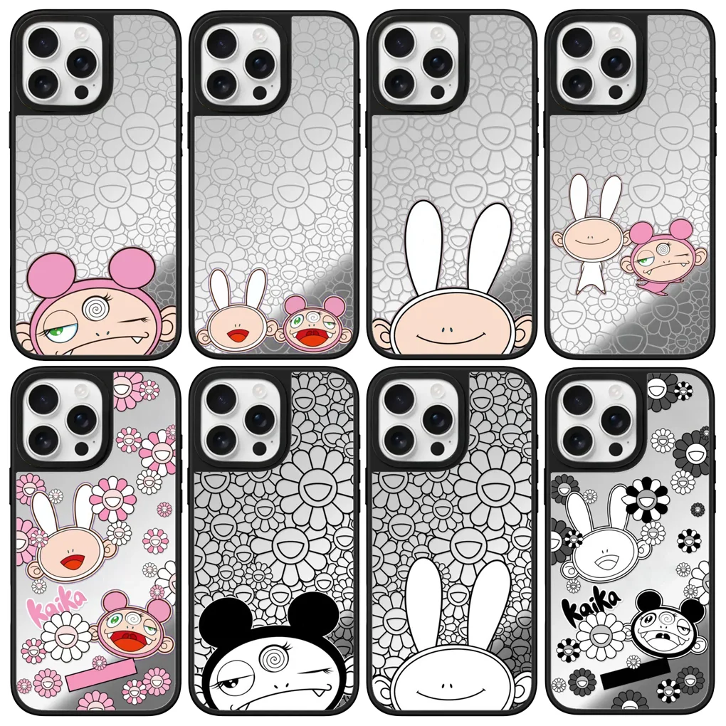 

lovely Cartoon Flower Mirror Surface Magnetic Phone Case Cover for IPhone 17 16 15 14 13 Pro Max Case
