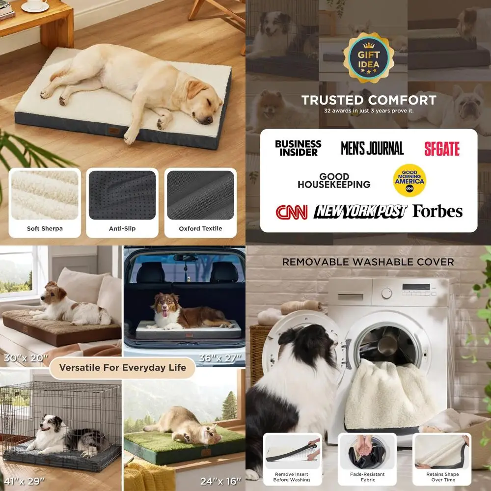 

Ортопедическая лежанка для собак очень большого размера - 53 x 36 см, со съемным чехлом, подходит для крупных собак весом до 120 фунтов.