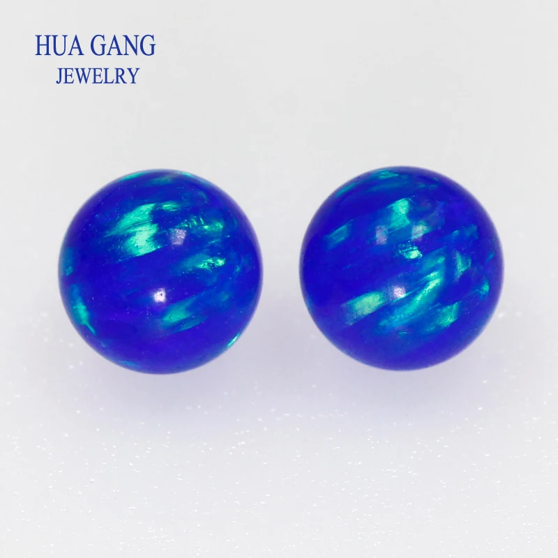 Synthetic Opal #5G2 Blue Fire Synthetic Half Hole Fully Drilled Round Ball Opal Beads Synthetic Opal Wholesale