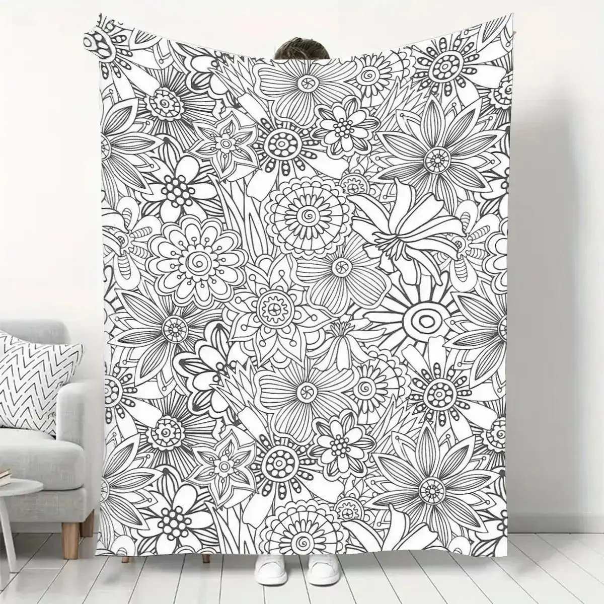 Adult Stress-relieving Felted Plush Blanket, Hand-drawn Thick and Warm Blanket, Suitable for Home Office Use