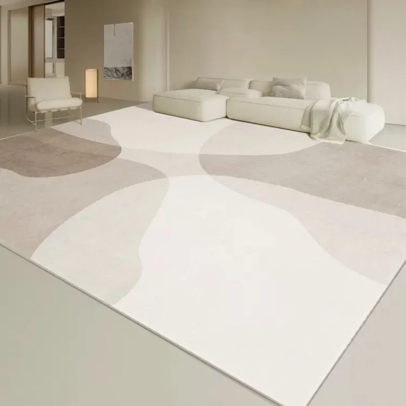 

Cream Color Line Carpet Minimalist Luxurious Living Room Carpets Comfortable Soft Rugs Artistic Machine Washable Bedroom Rug 양탄자