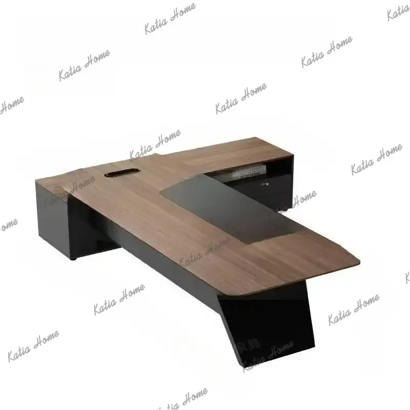 PG Wooden Brown Office Desks Storage Simple Strong Luxury Cheap Office Desks Modern Corner Large Escrivaninha Work Station Table