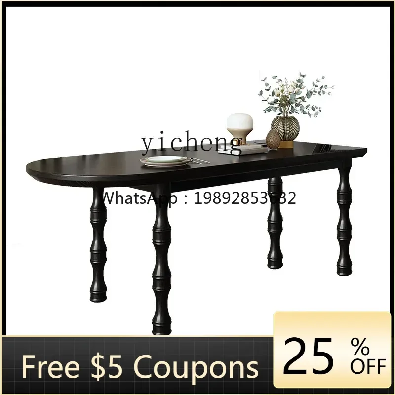 Retro Affordable Luxury Solid Wood Dining Table Home Small Apartment Creative Workbench Semicircle Wall Dining Table