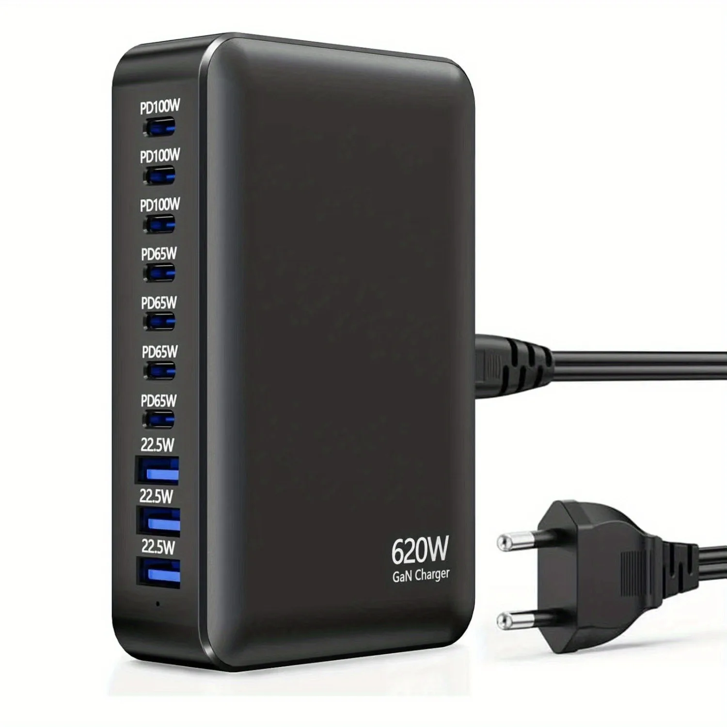 620W GaN high power Multi-Port Fast Charger 10 ports multiple charging Station for iphone, for MacBook, for Samsung etc.