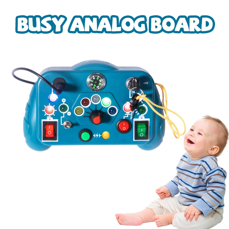 

Busy Board Sensory Activity Developing Board Switch Socket Led Lights Early Educational Analog Circuit Games for Kids 2-4 Years