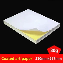 100Sheets A4 Size 210mmx297mm DIY Logo White Paper Blank Glossy & Matte Sticker Paper Label Printing Paper A4 Adhesive Stickers
