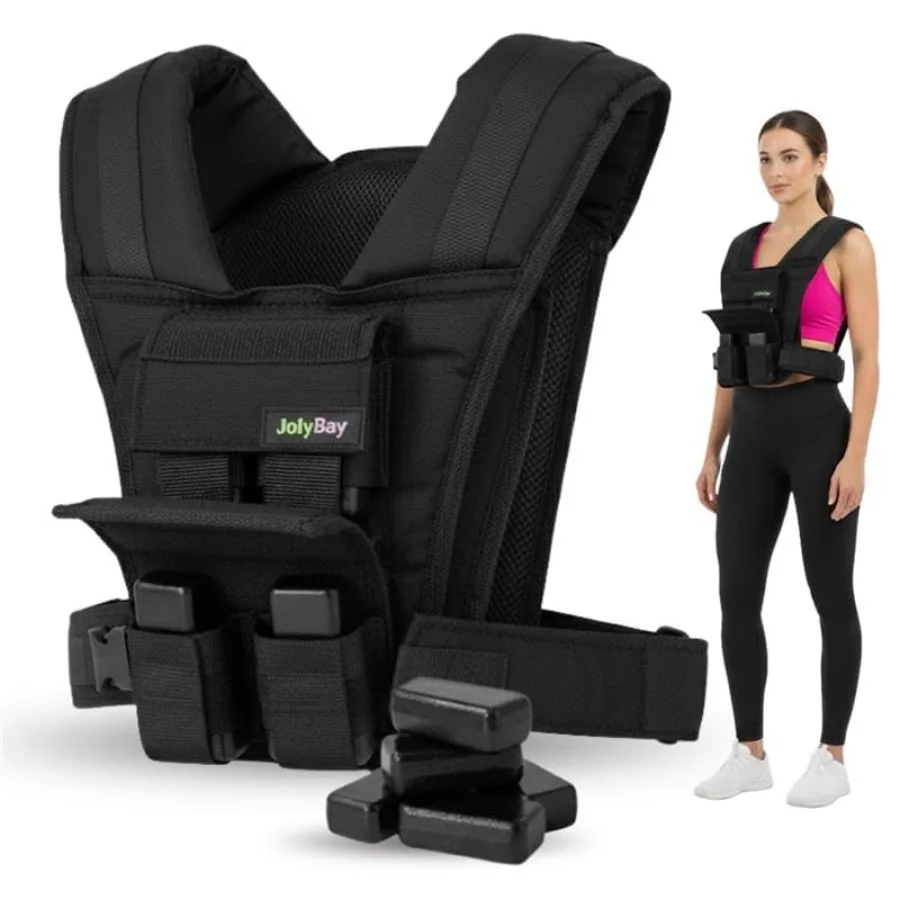 

Adjustable Weighted Vest for Men and Women with Removable Weights 20lbs 35lbs Durable Black Body Weight Vest for Walking Runnin