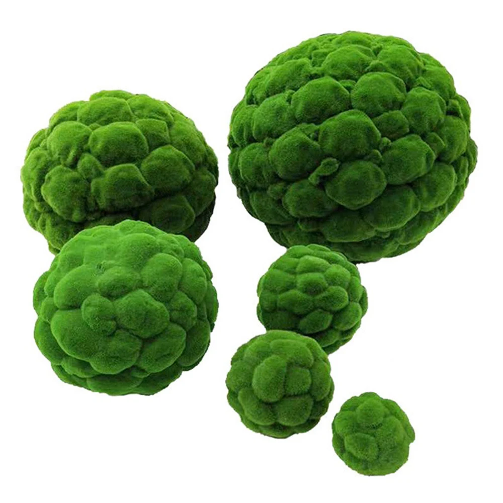 Artificial Fake Moss Sphere Green Plants Grass Eternal Life Mini Landscape Crafts for Garden Hotel Home Straw Mattres Decoration