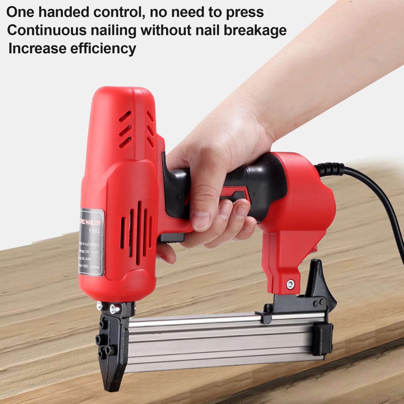 2600W Electric Nail Gun Portable Wood Frame Stapler Nailer DIY Furniture Construction Nail Carpentry Woodworking Power Tools