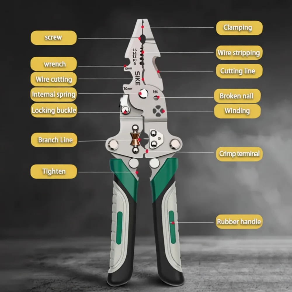 Multifunctional Wire Stripping Pliers Folding Electrician Tool Cable Cutter Wire Tester Handy Portable Repair Equipment
