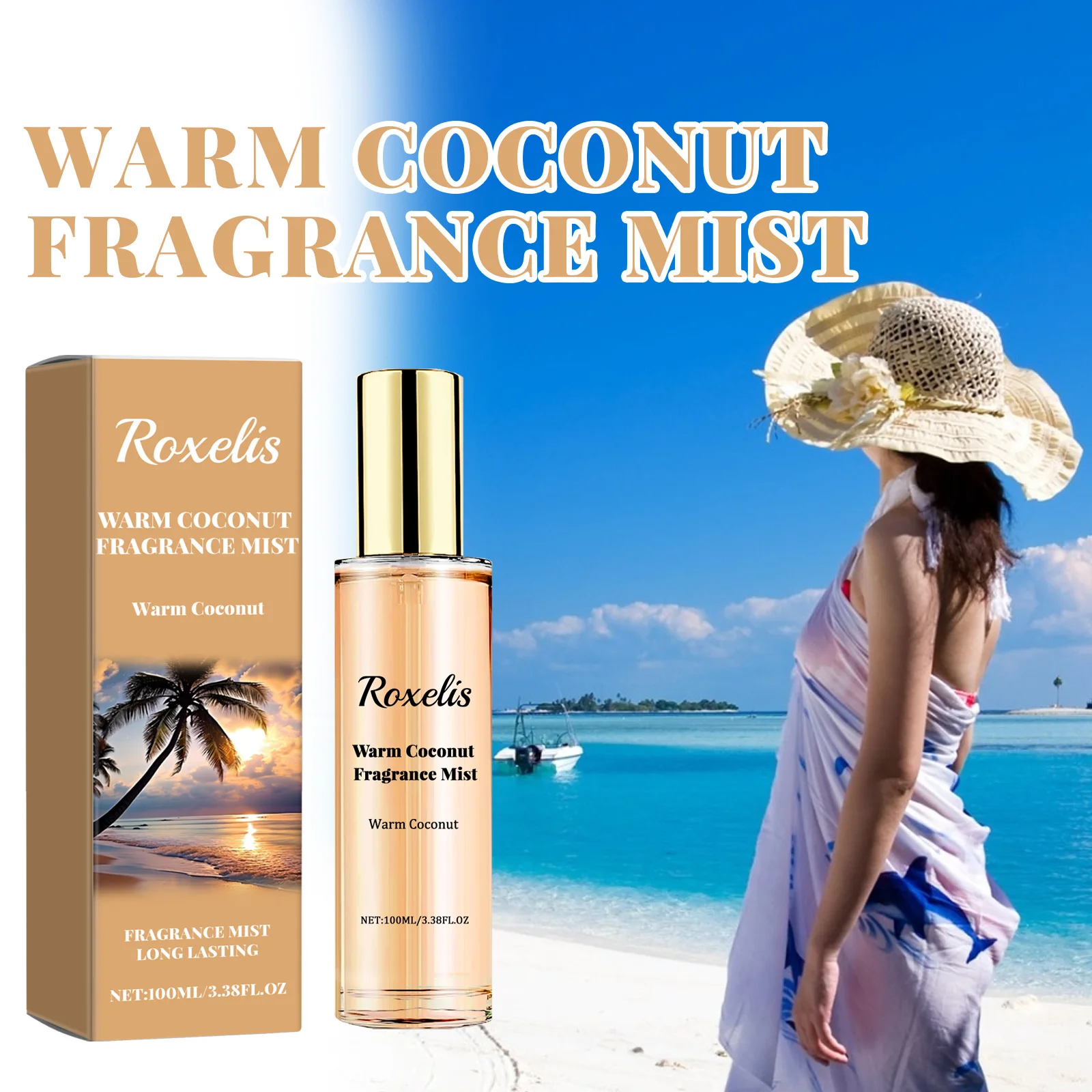 Longevity Warm Coconut Fragrance Mist Perfume, Fragrância duradoura, fresca e natural, encontro do casal com perfume, 3.38 oz