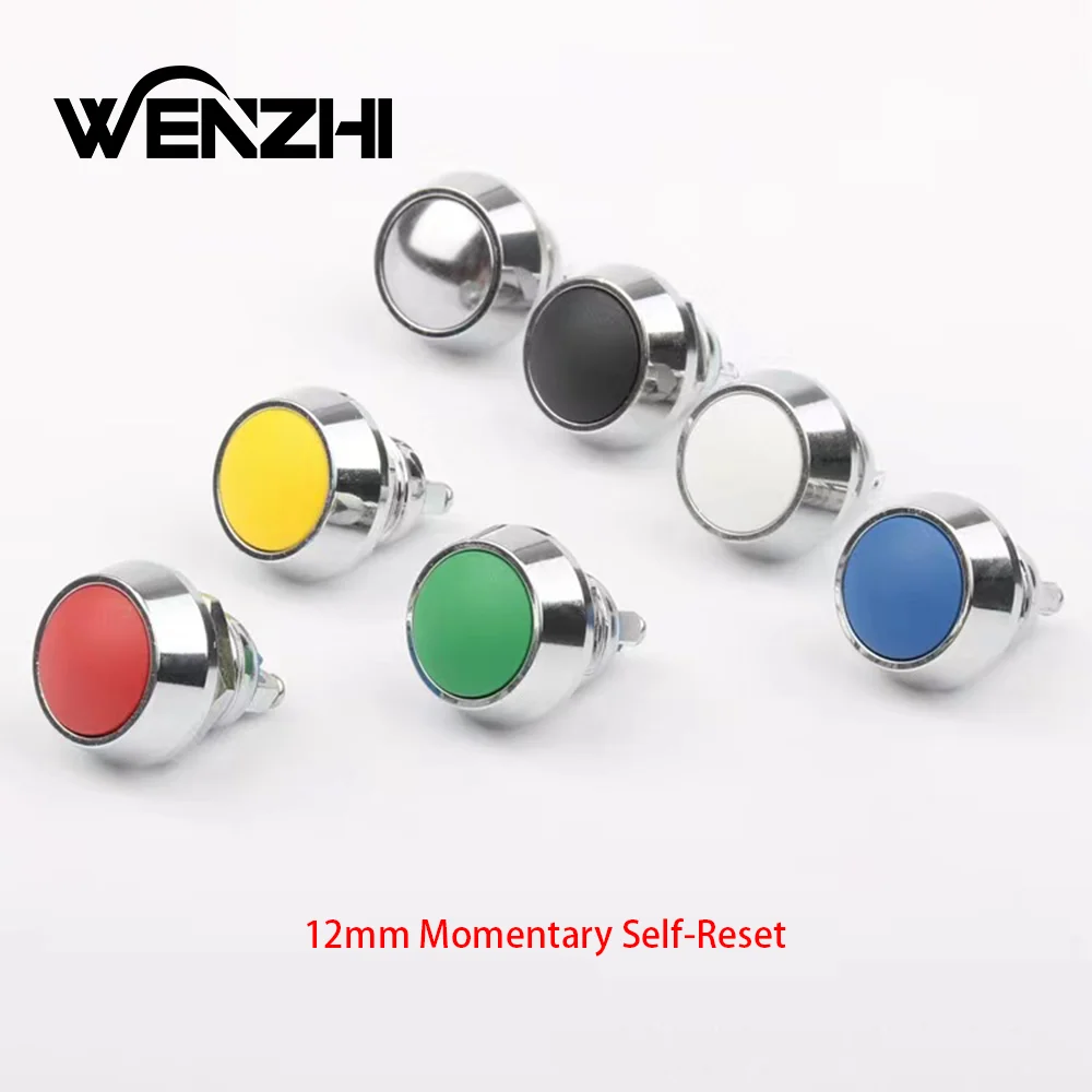 12mm Momentary Push Button Start Stop Power Switch Metal 1A/36V Without Fixation Backlit Connected Electrical On Off Screw Auto