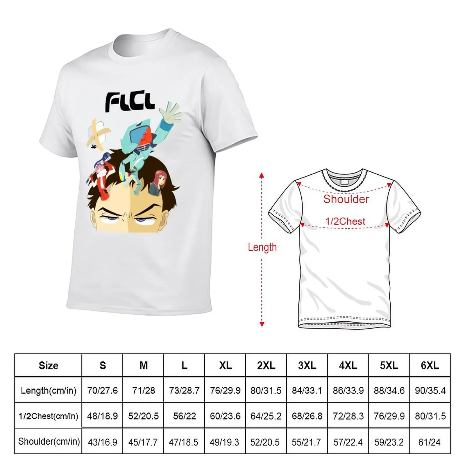 FLCL - Overflowing T-Shirt street wear Personalized t-shirt oversized graphic tee boys whites compression shirt men