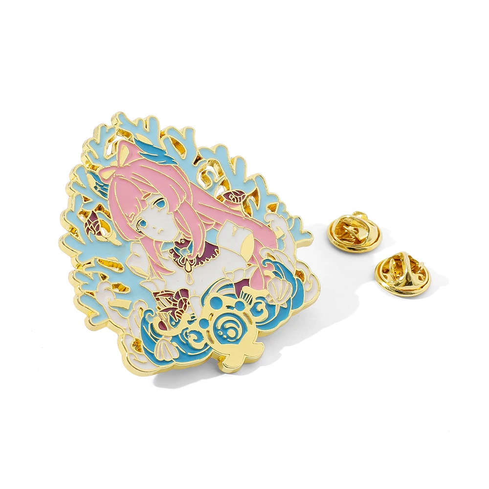 Game Genshin Impact Brooch Cosplay Figure Balladeer Kokomi Diluc Jewelry Badge Props Lapel Pins for Jacket Pins Jewelry