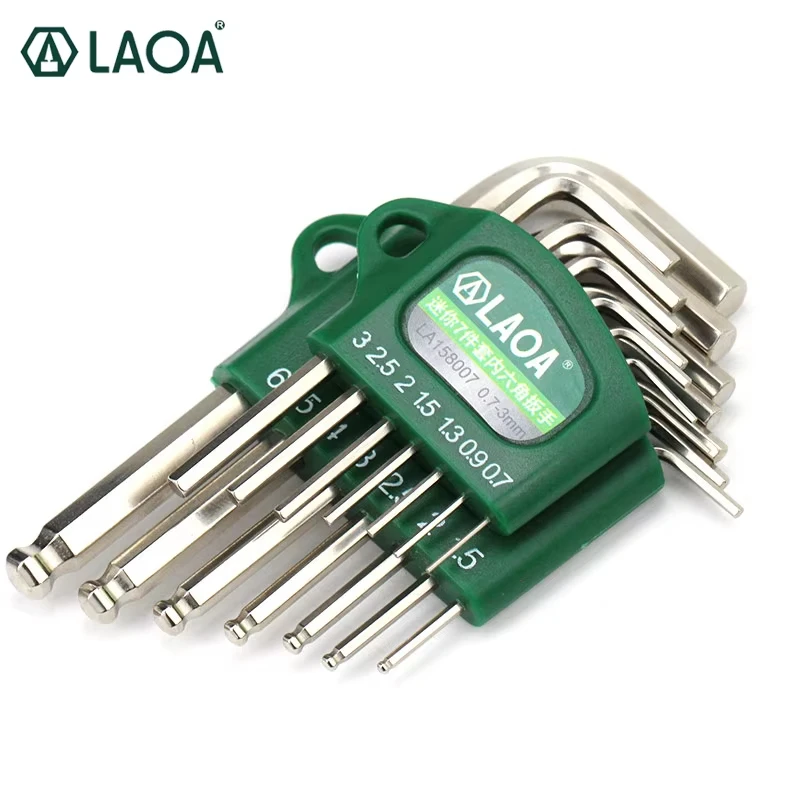 LAOA S2 Alloy Steel Mini Hex Wrench Set Small Miniature Allen Key Spanner 0.7/0.9/1.3/1.5/2/2.5/3mm for Precision Work