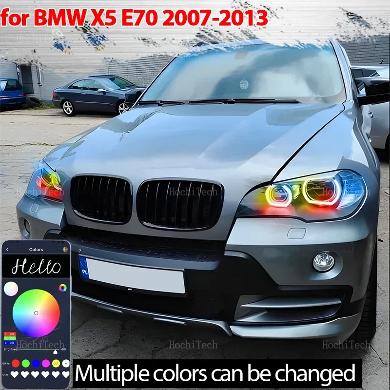 For BMW X5 E70 2007 2008 2009 2010 2011 2012 2013 Sequential APP control Muti-colored modes Angel Eyes Ring LED Turn signal