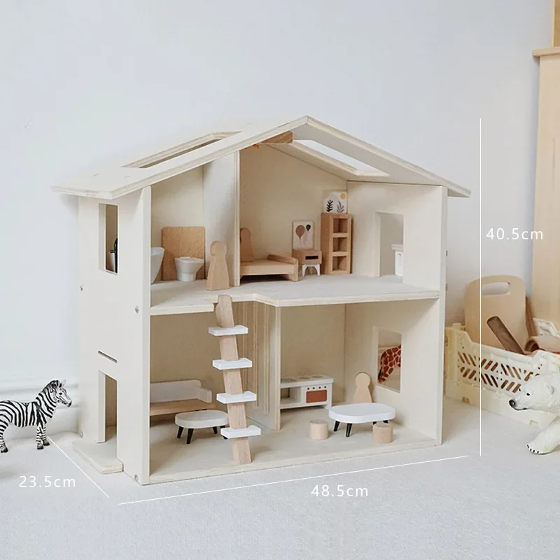 

Children Toy Puzzle Wooden Diy Princess Villa Doll House Furniture Dollhouse Accessories Montessori Social Games Girls Toys Gift
