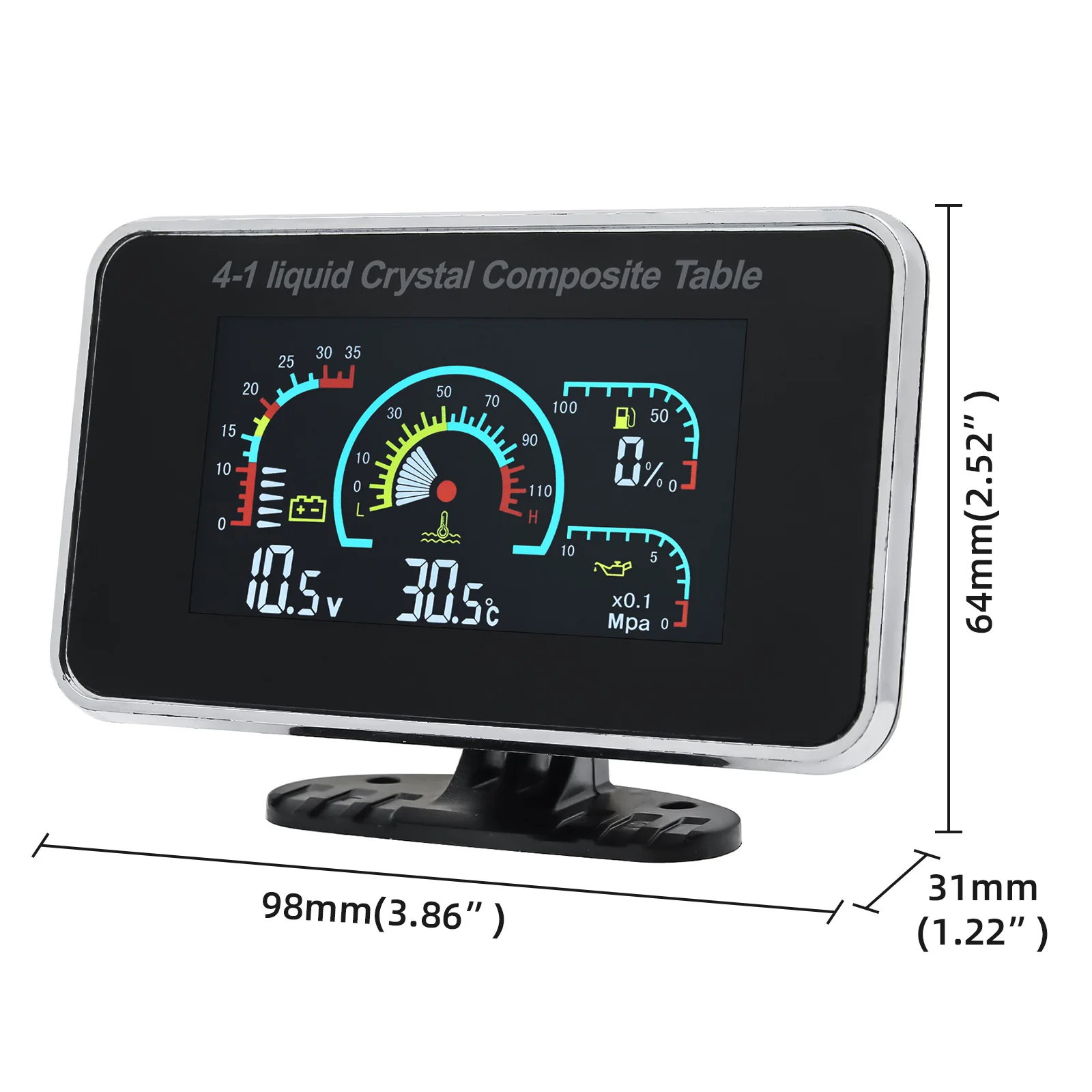 H 4in1 LCD Car Digital Gauge Oil Pressure Fuel Voltage Water Temperature Meter M10 Temp Sensor Auto Replacement Parts 12V 24V