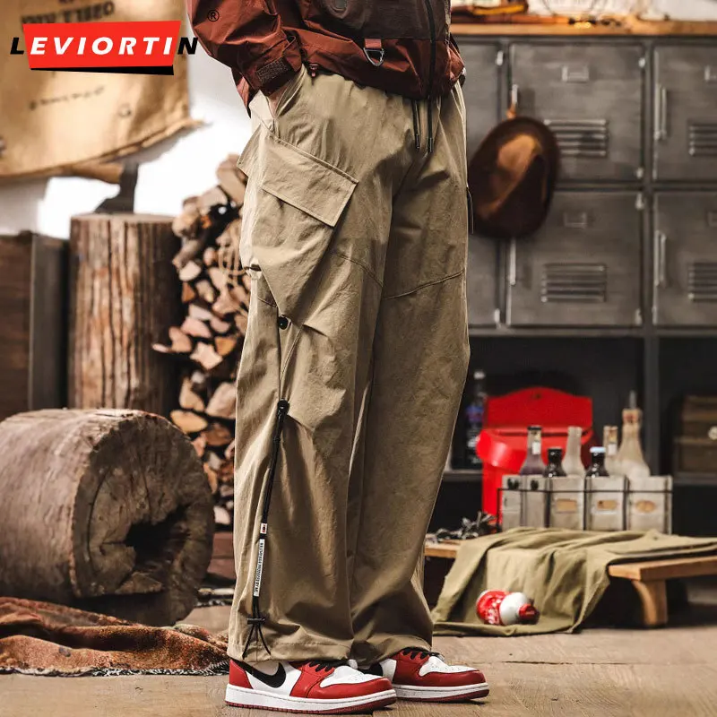 

Men's Ice Silk Quick-Dry Cargo Pants Casual Loose Work Pants Multiple pockets Summer American Style Outdoor Paratrooper Trousers